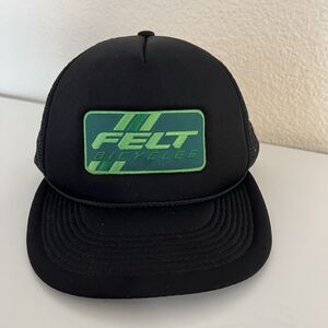 FELT Bicycles Cycling Trucker Hat Adjustable Cap Black Green Mesh Back